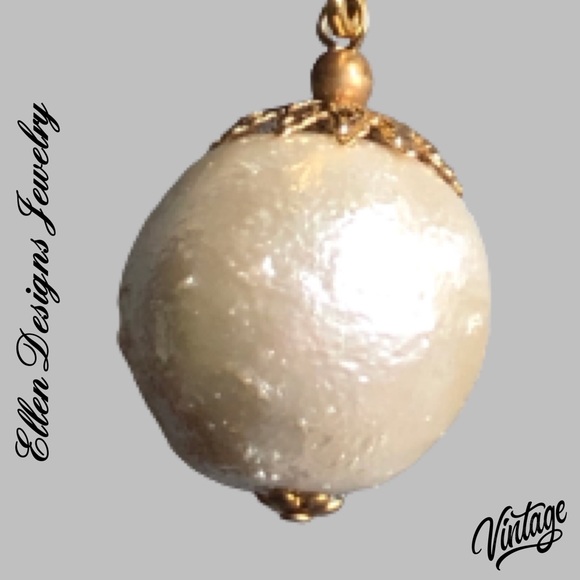 RARE Ellen Designs VTG 70s Pearl Gold Clip On Earrings LBN - Picture 4 of 5